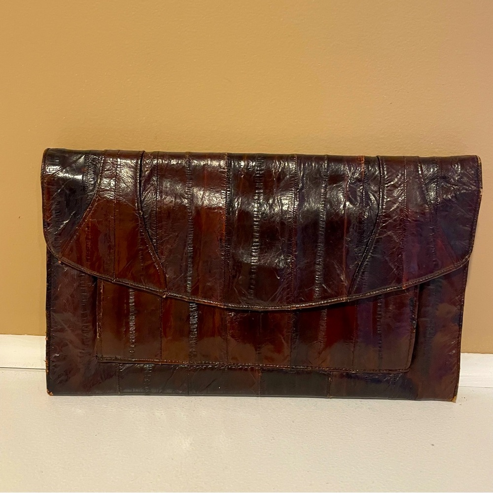 Elan Dark Brown Textured Clutch